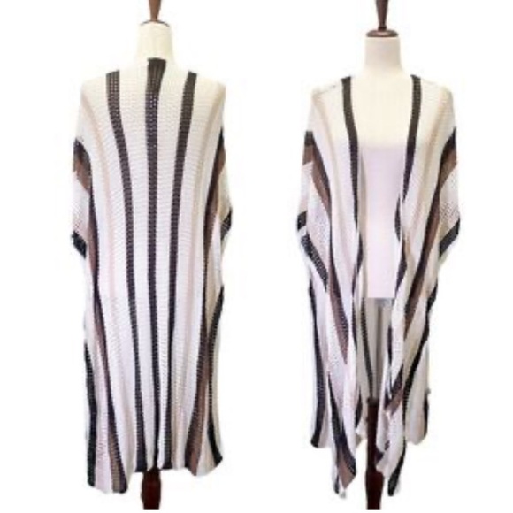HOUSE OF HARLOW 1960 Cream Pink Crochet Drape Knitted Shawl OS - Picture 1 of 5